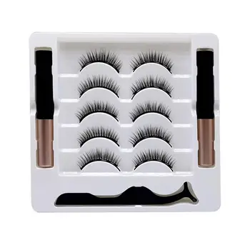

3d Magnetic False Eyelashes Eyeliner Set Super Waterproof Natural Long In Bulk Magnetic Eyeliner Magnetique Tweezer Kit