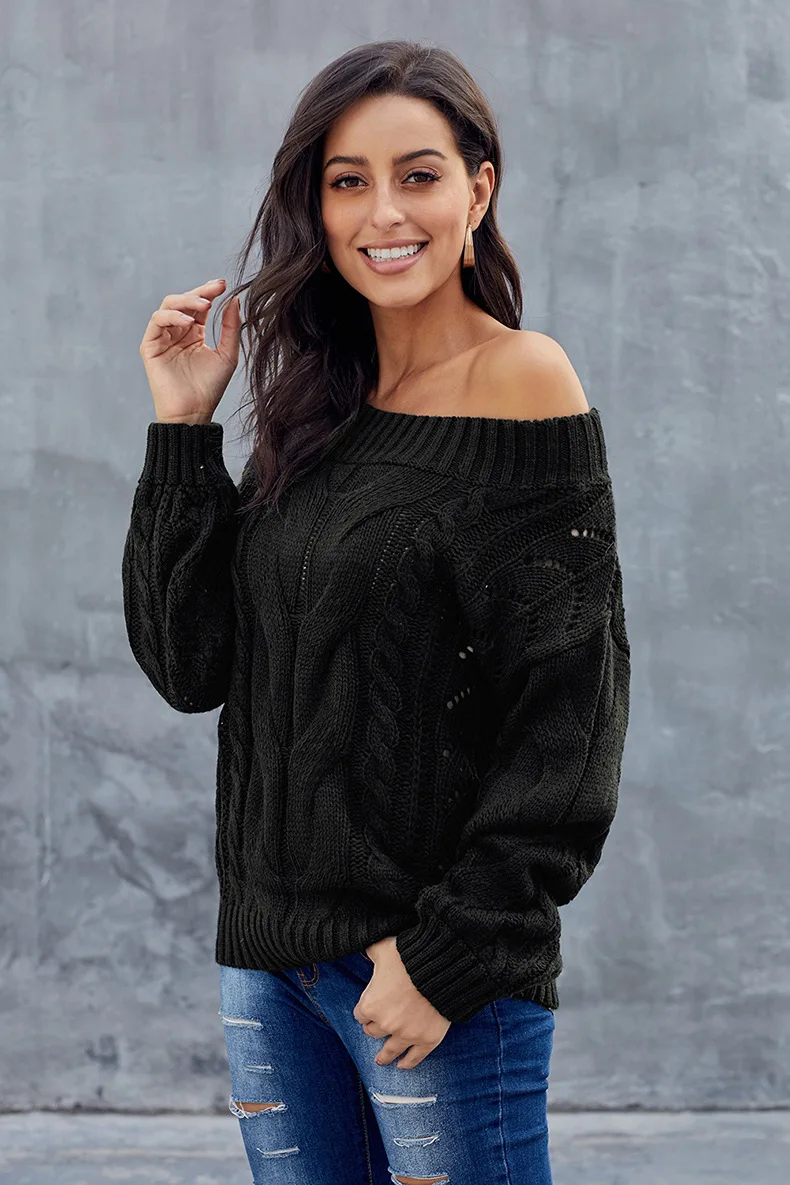 Женский свитер вязаный джемпер весна-осень базовый женский пуловер мягкий