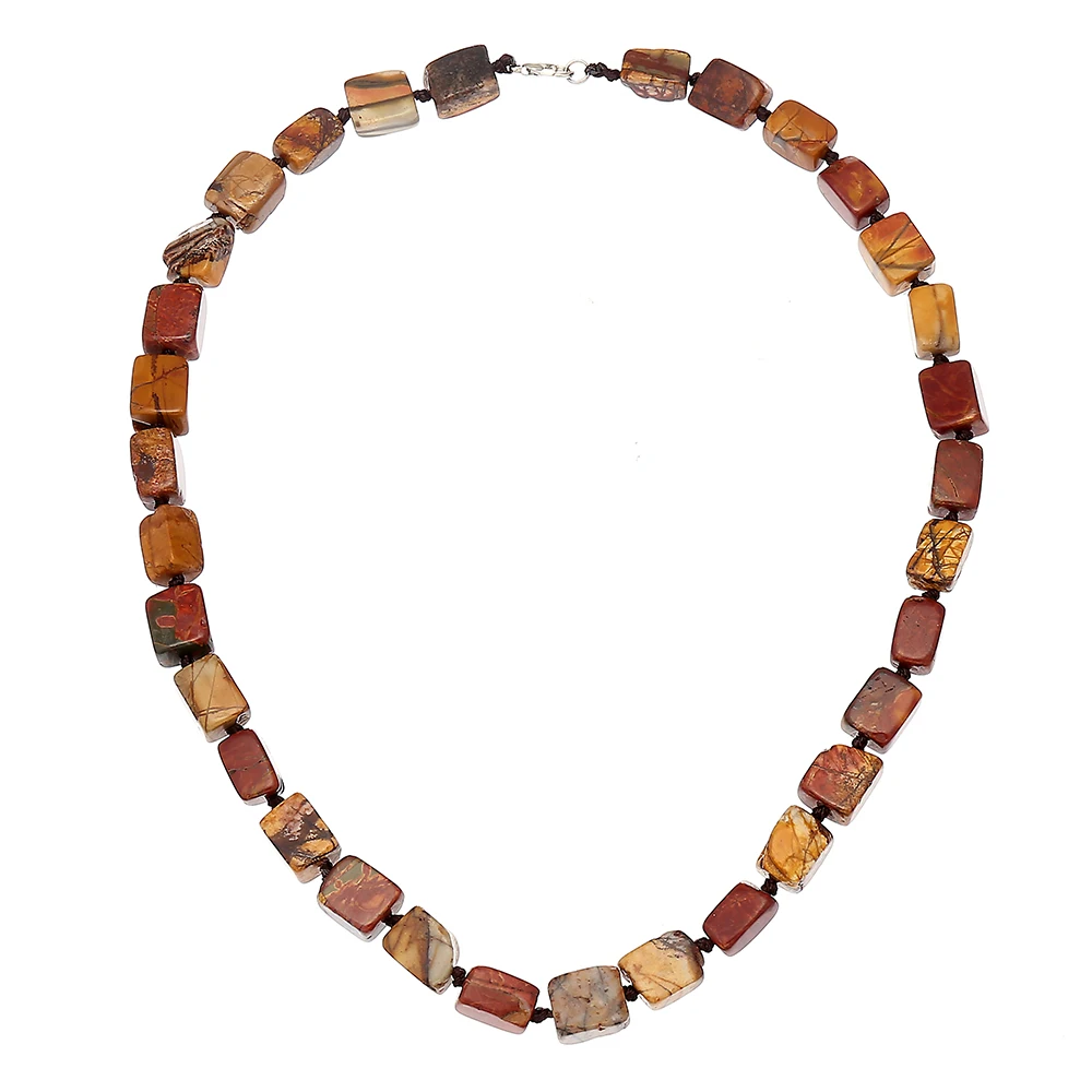 

Boho Unisex Semi-precious Stone Picasso J asper Beads Strand Choker Necklace for Men and Women Drop Shopping