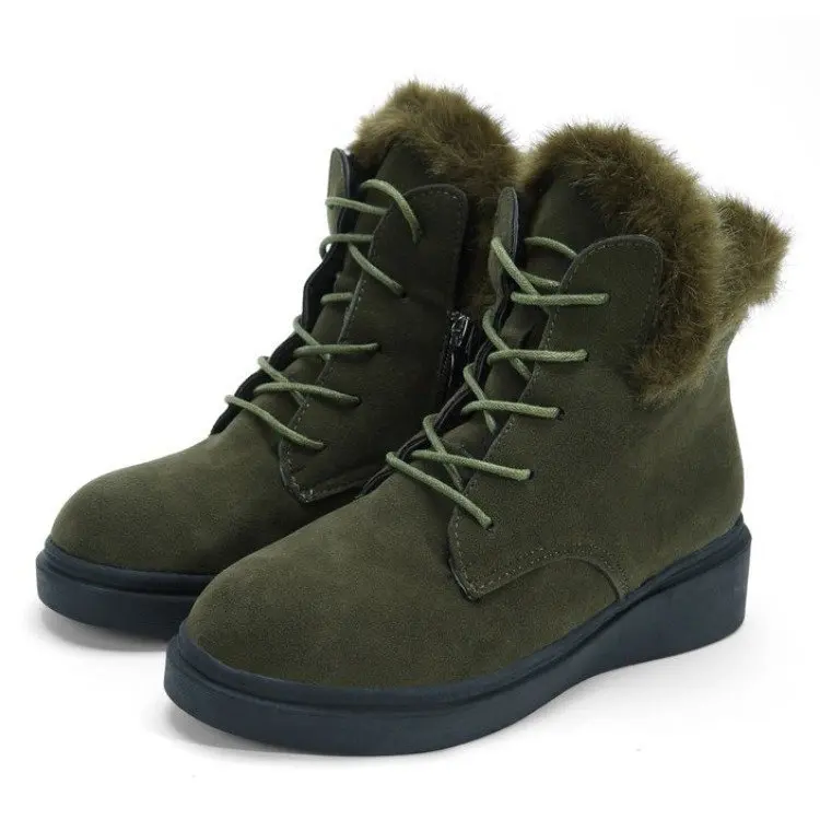 

Fashion Black Green Yellow Ankle Snow Boots Women Winter Boot Block Med Heels Shoes Woman Keep Warm Flock Plush