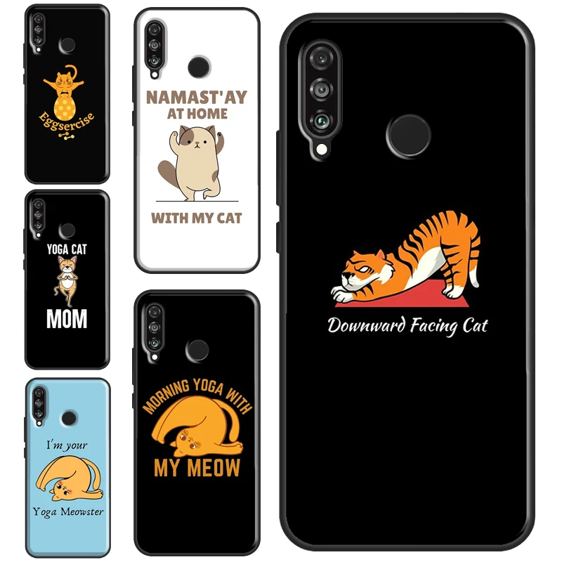 Забавный Йога cat Чехол для Huawei P30 P40 Lite P20 Pro P Smart 2021 2019 в виде ракушки Mate 20 задняя