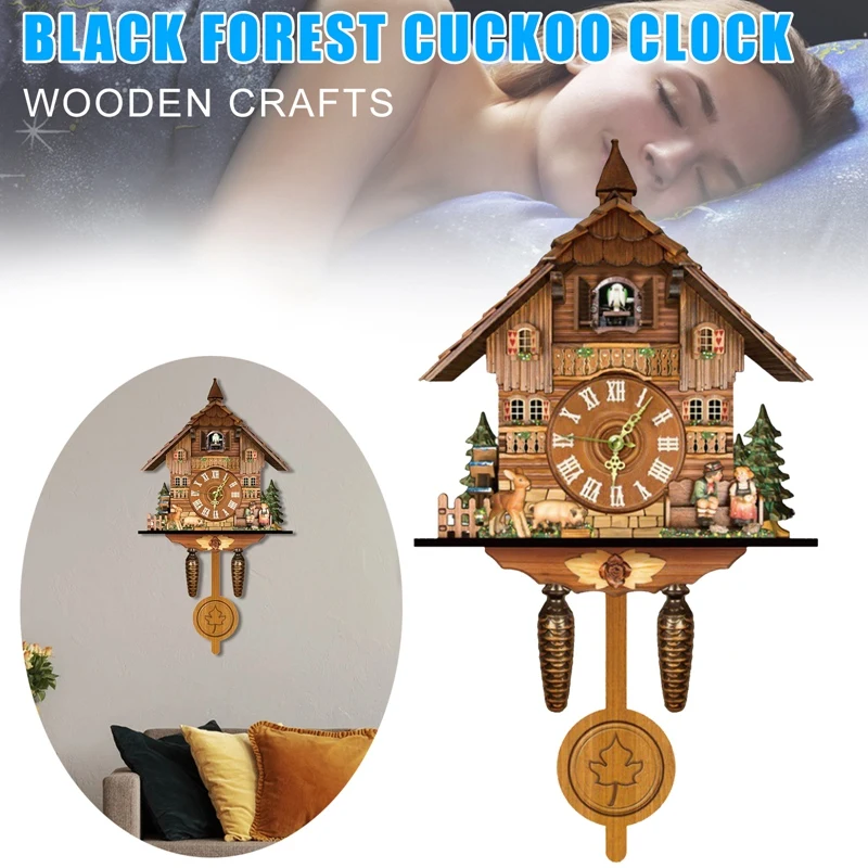 Cuckoo Clock Living Room Wall Clock Retro Style Forest Cuckoo Alarm Clock Wall Watch Children Decorations Home Alarm