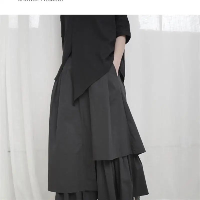 Ladies False Two-Layer Half Skirt Spring And Autumn New Dark Irregular Design Loose A-Line Skirt Youth Fashion Trend Half Skirt