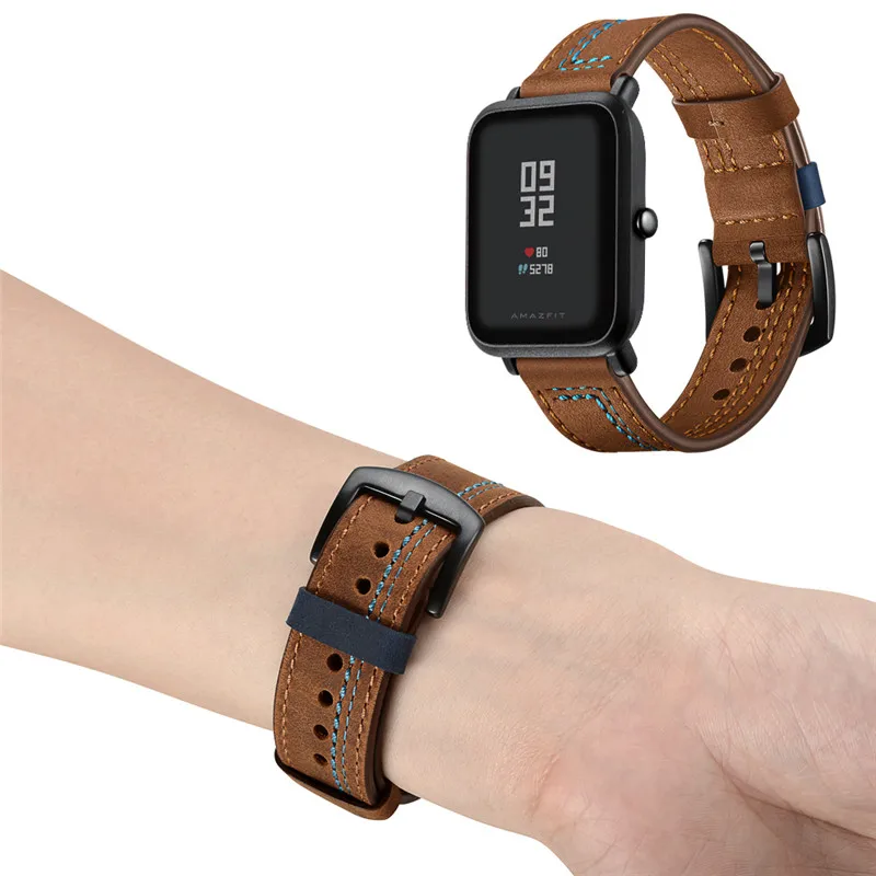 Для Xiaomi Mijia кварцевые часы ремешок кожаный браслет 20 мм ширина для amazfit GTS ремни Смарт часы замена Браслет