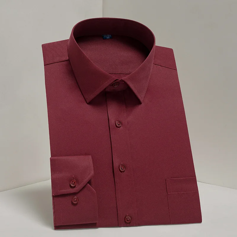 Dress Shirts Men's Twill Dress Shirts Long Sleeve regular fit office business mens social shirts with chest pocket S~8xl