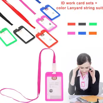 

ID Card Holder Durable Portable Multicolor Plastic Workplace Badge Holders ID Holder Case with Lanyard Labels Driver License