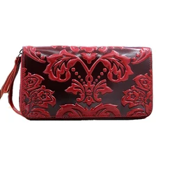 Genuine Leather Purse Female Floral Women's Leather Purses Long Cow Leather Women Wallets Large Capacity Ladies Clutch Bag