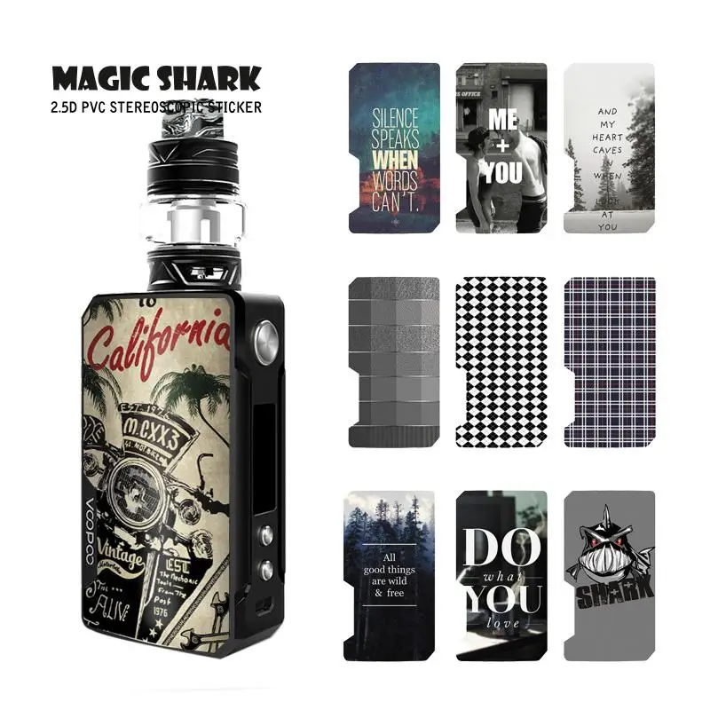 

Magic Shark Vintage Cells English Words Motorcycle Stereo Ultra Thin Case Cover Sticker Film Skin for Voopoo Drag 2 II 071-086