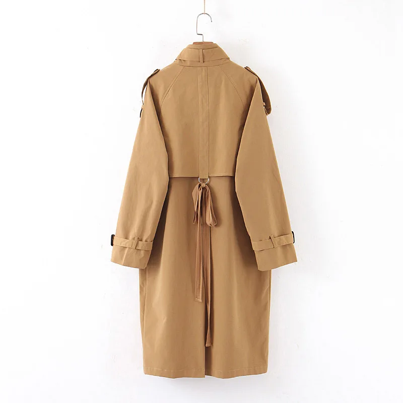 Wixra Womens Trench Oversized Double Breasted Basic High Quality Khaki Long Coat Female Classic Windbreaker Outerwear
