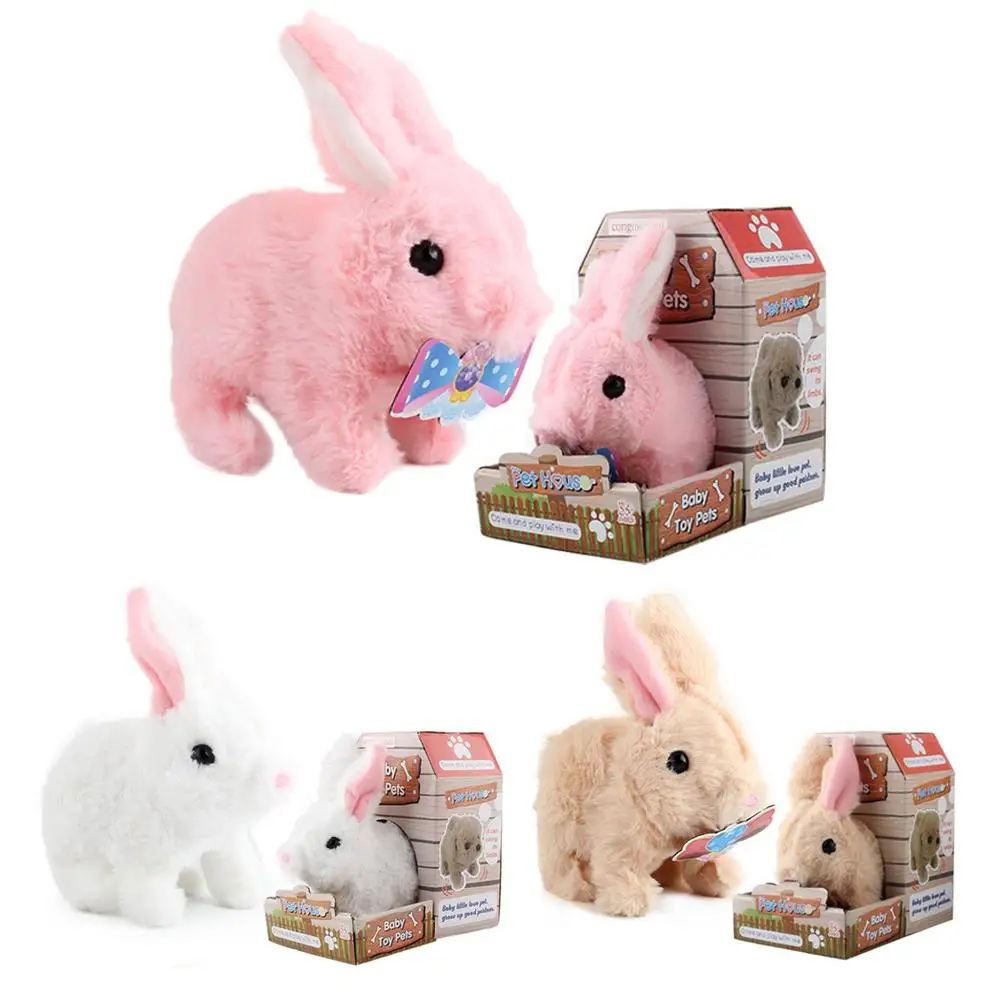Plush Bunny With Cute Scarf Accessories Battery Operated Hopping Rabbit Interactive Toy Limbs Will Walk For Children Boy Girls | Игрушки и