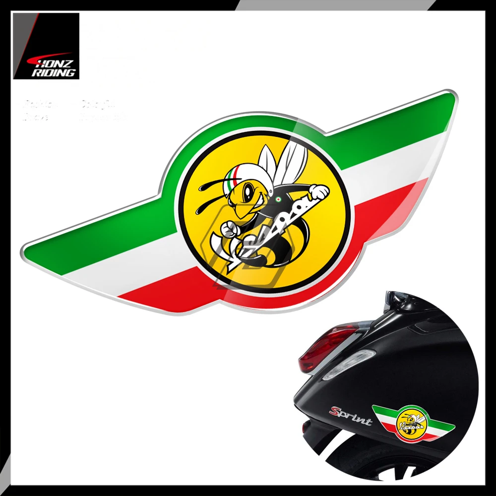 For Piaggio Vespa Sticker 3D Motorcycle Decal Italy Flag Bee Wing Stickers