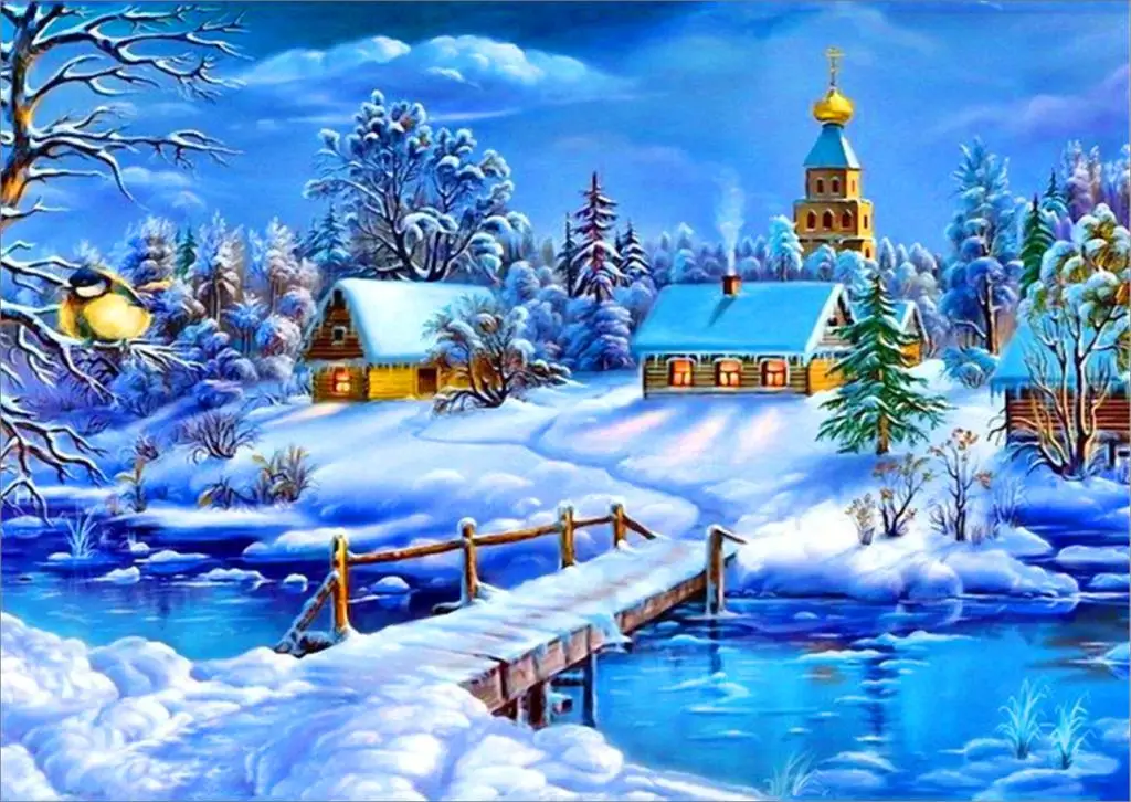 

5D DIY Diamond Painting Snow scene Embroidery Patterns Cross Stitch 2019 Needlework diamond Rhinestone Home decor