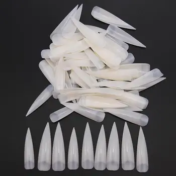 

100pcs Nail Tips Half French Acrylic Nail Tips Sharp Round Fake Nails Tips For Nail Extensions For Nail Art Manicure Nail Tools