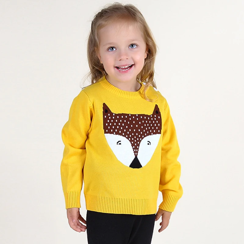 

Cute Boys Girls Clothes Animal Baby Kids Sweaters Fox Head Pullover Soft Warm Infantil Autumn Winter Children's Sweater Coats