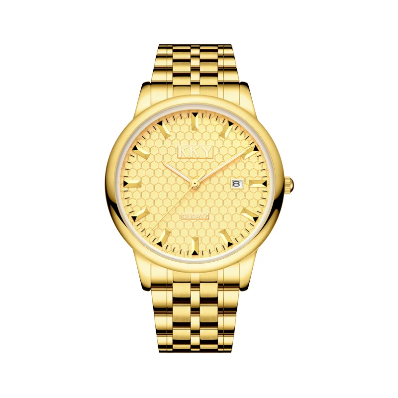 KKY New Brand Creative Golden Briquette Design Quartz Men Women Watches Relogio Masculino Luxury Wrist Watches Female Male Clock 