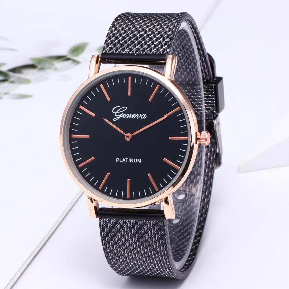 Geneva Luxury Watch Simple Ultra-thin Mesh Gold Stainless Steel Watches Unisex Business Fashion Men Women Clock Reloj Mujer часы