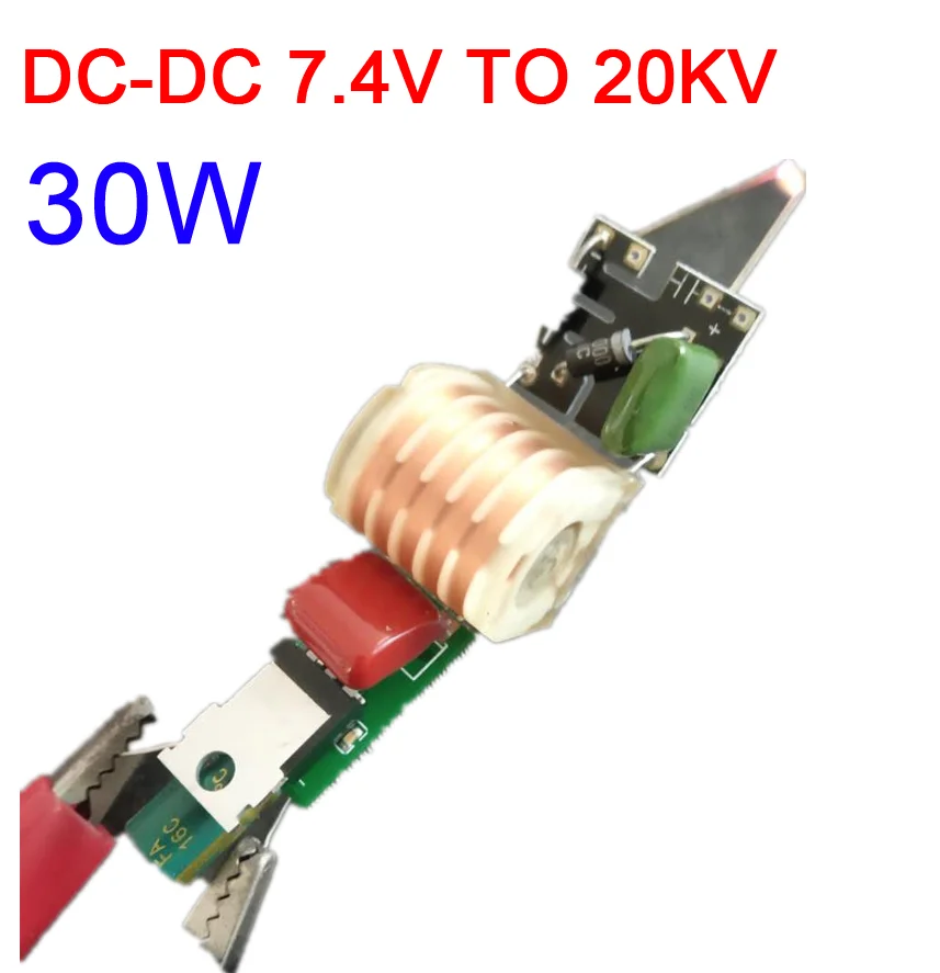 

DC-DC boost 7.4V to 2KV high voltage pulse Arc Generator module ignition discharge coil POWER module 30W 4A
