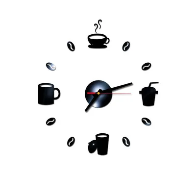 Новые часы, настенные часы петух 3D акриловая наклейка для зеркала украшение дома гостиная вторая рука Кофе Молоко чай часы - Цвет: Black