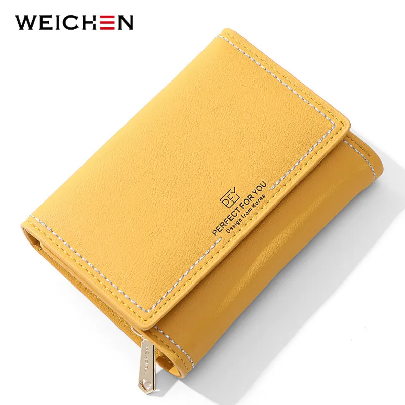 

WEICHEN 14 slots Card Holder Many Departments Wallet Leather Zipper Coin Purses Female Small Purse Carteras Ladies Women Wallets