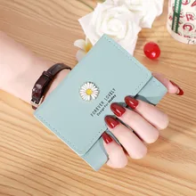  2022 New Fashion Ladies Wallet Daisy Print Short Small Three Fold Handmade Wallet Multi-card Card Bag Coin Purses for Women 