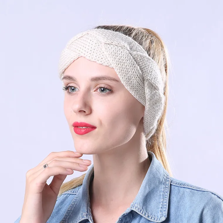

Autumn Winter Handmade Headwear Hair Accessories Hair Band Knitted Wool Loose Warm Headbands Female Headband C024