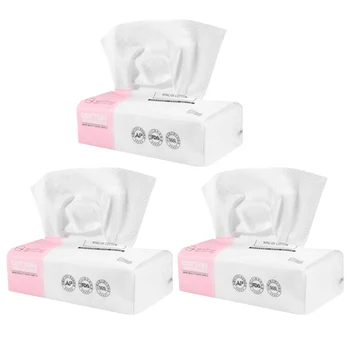 

3pcs Disposable Facial Tissue Dry and Wet Wipes Cotton Face Towel Cleansing Washcloth (60 Count)