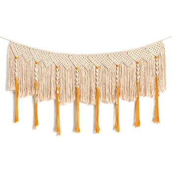 

Wall Hanging Macrame Curtain Fringe Banner Bohemian Wall Decor Woven Tapestry Home Decoration for Wedding Apartment Bedroom Livi