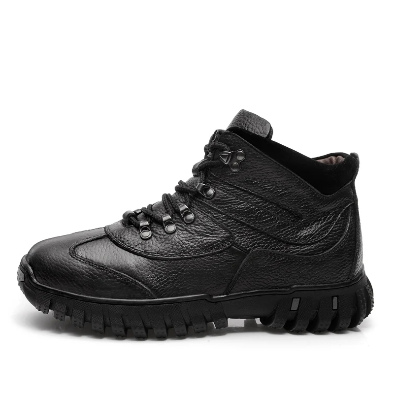 Брендовая Высококачественная зимняя теплая кожаная обувь; Уличная обувь на нескользящей подошве; удобные мужские кроссовки; zapatillas hombre; мужская обувь - Цвет: black 859