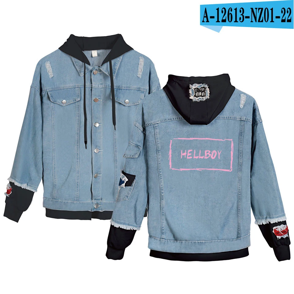 Lil Peep Cry Baby Denim Jacket Xxxtentacion hip pop singer Revenge Hooded Denim Jacket Fit Men/Women Hoodies Autumn sweatshirt