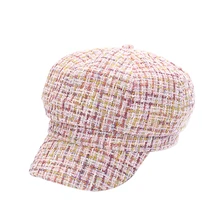 Осенний и зимний берет женский жаккардовый восьмиугольная шапка для колледжа модная простая остроконечная шапка