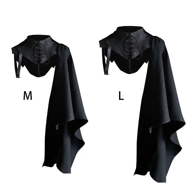 Medieval Black Cloak Single Shoulder Retro Cape Gothic Punk Party Anime Cosplay Costume oldier Top