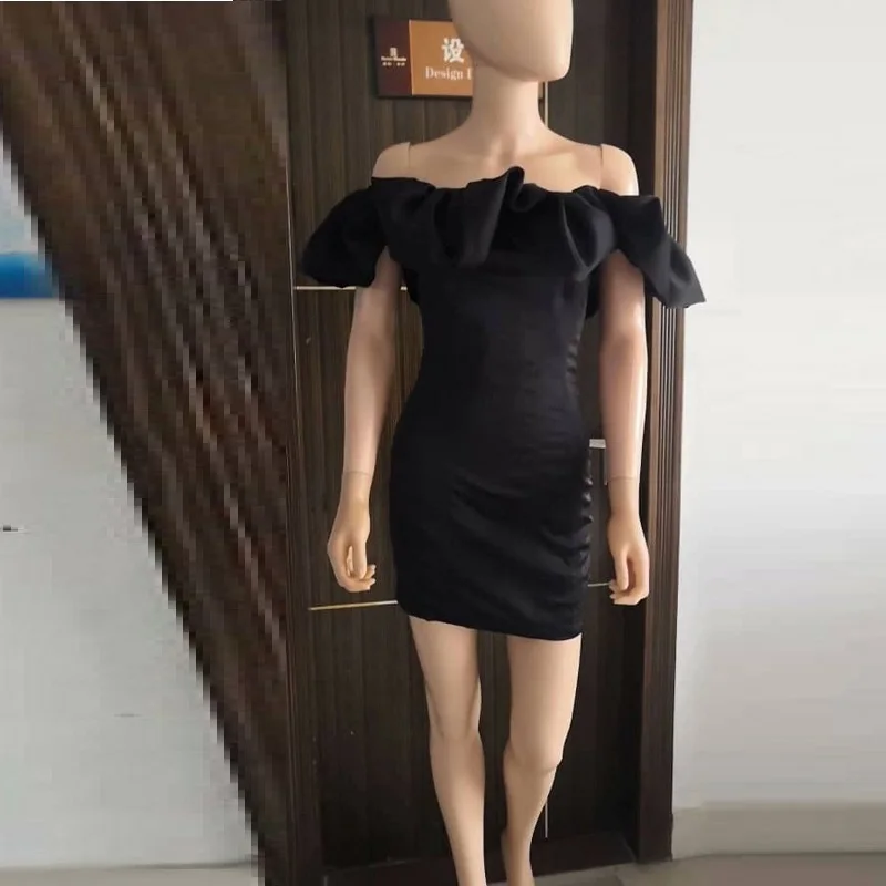 Новое Элегантное мини-платье с коротким рукавом черная модель с открытыми плечами в обтяжку летнее праздничное сексуальное Клубное платье знаменитостей Vestidos Клубная одежда