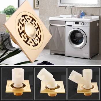 

1Pcs Newly 10CM x 10CM Euro Style Antique Brass Flower Art Carved Euro Floor Drains Square Floor Drain Strainer