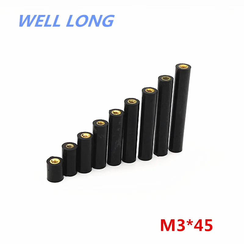 

M3 * 45 цилиндрическая Резьбовая колонна с двойной внутренней резьбой, изоляционная колонна, бакелитовая колонна в комплекте.