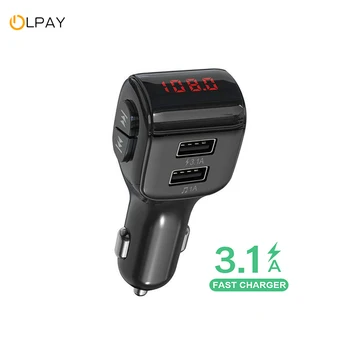 

Handsfree Wireless Bluetooth 5.0 Car Kit FM Transmitter 3.1A Fast Charge Dual USB Charger Support TF Card Car MP3 Player