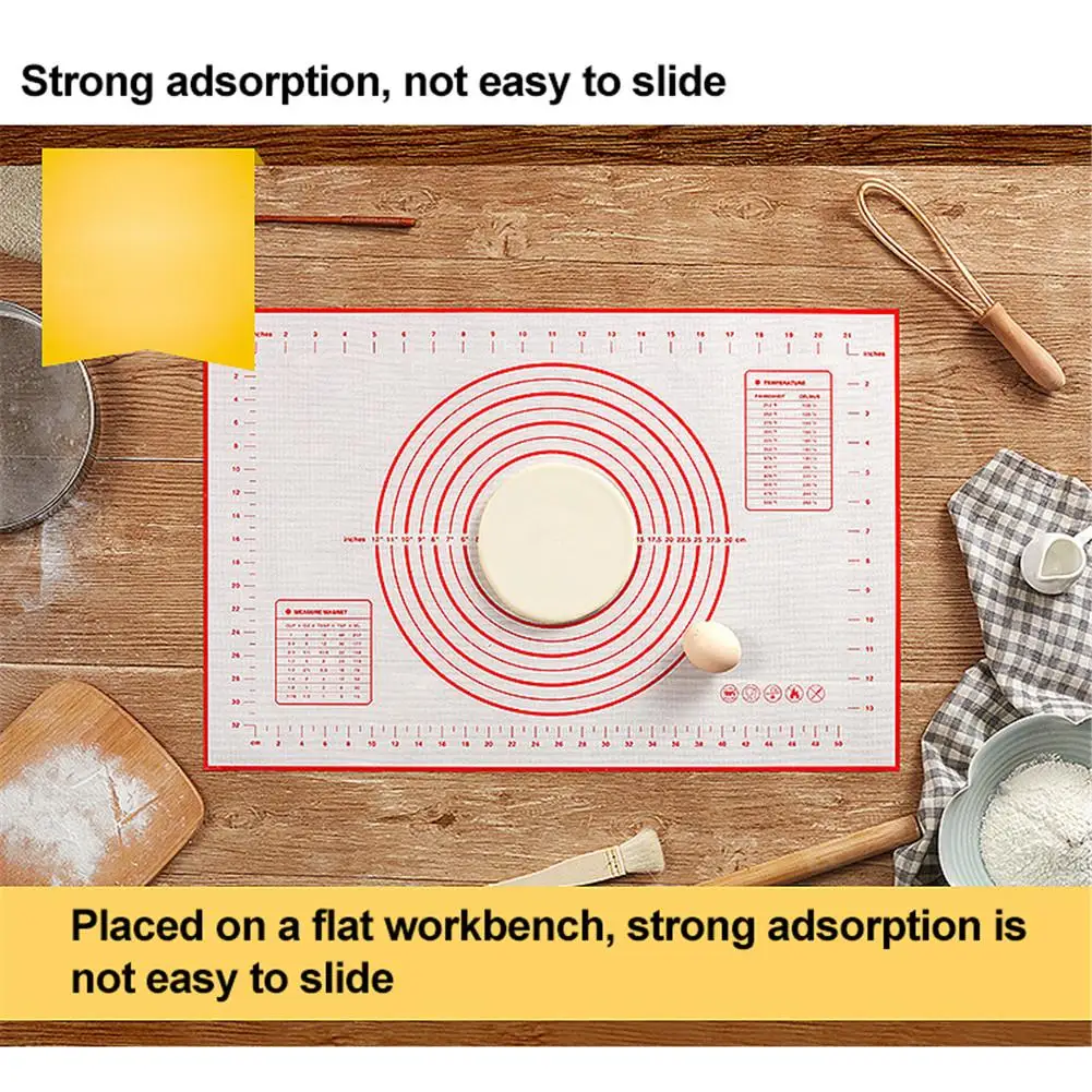 Silicone Baking Mat with Scale Non-Slip Rolling Dough Baking Pad Kneading Pastry Sheet Food Grade Platinum Oven Liner 30E