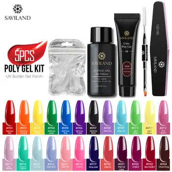

SAVILAND 5pcs/set Color Polygel Nail Kit Acrylic Nail Professional Set UV Gel Nail Polish Fast Builder Poly Gel Kit Tools