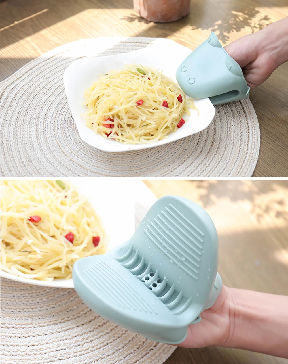 1Pc Finger Protector Silicone Cooking Baking Oven Mitts Heat Resistant Gloves Clips Anti-slip Non Stick Pot Bowls Holders Clip