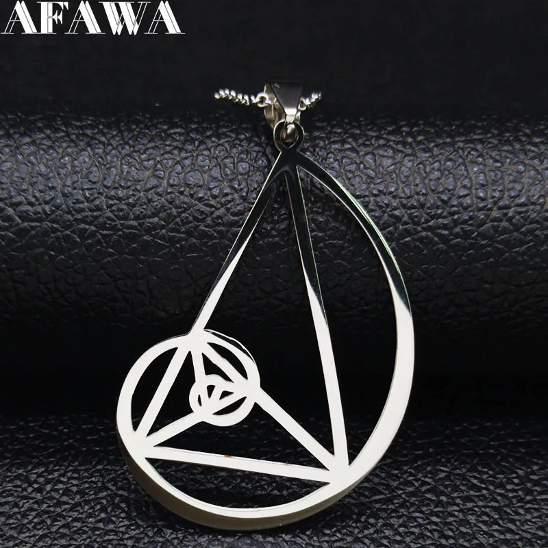 

2019 Dolden Triangle Stainless Steel Necklace - Fibonacci - Golden Ratio Pendant (3.5mm) size With 50cm Chain Jewelry N19352