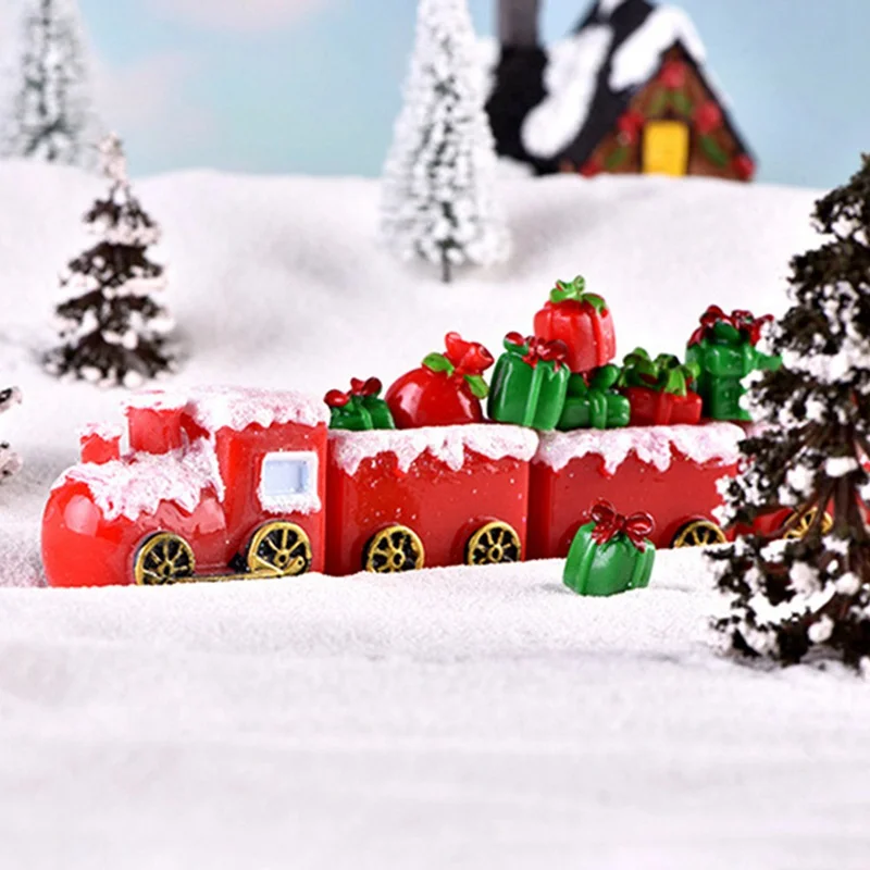 Миниатюрные из полимерной смолы Рождественская елка Санта-Клаус снеговика перевозки зимние аксессуары с изображением уточек микро Волшебные садовые фигурки декор для кукольного дома
