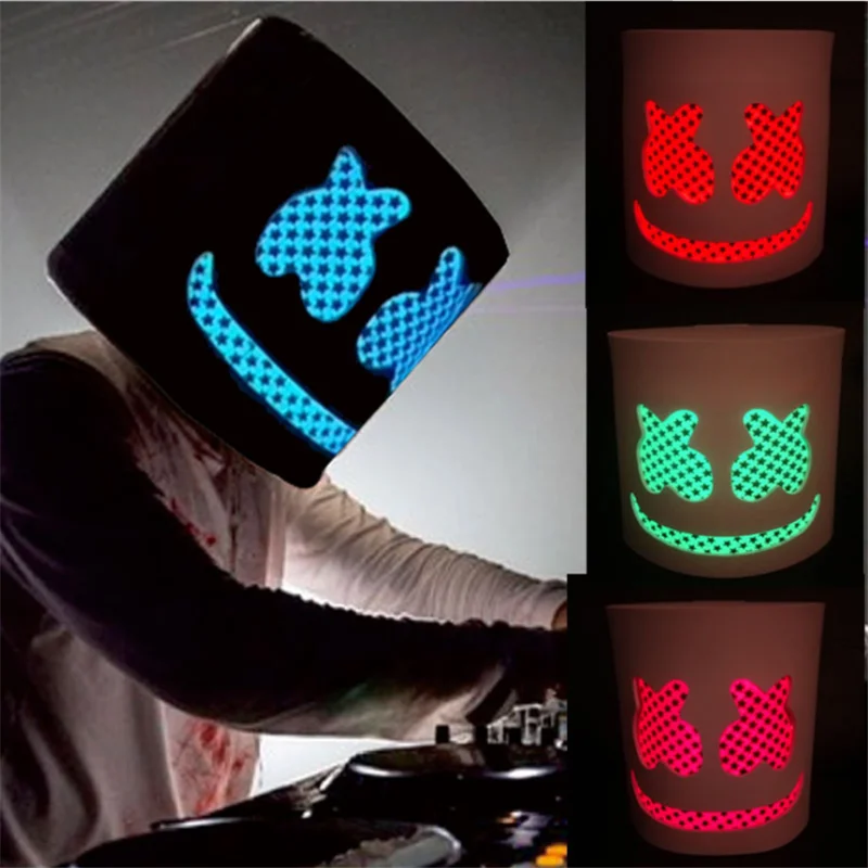 Косплей таинственный DJ marshmels музыкальный фестиваль светодиодный flash Star eyes светящаяся маска шлем Хэллоуин костюм вечерние аксессуары