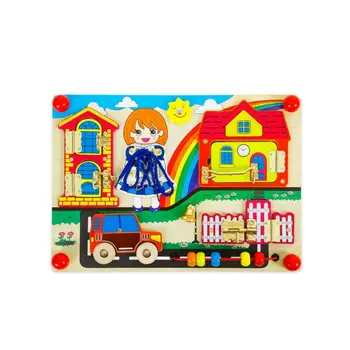 

Funny Open Lock Board Wooden Puzzle Educational Toys for Children Baby Kids Early Brain Training Game Gift
