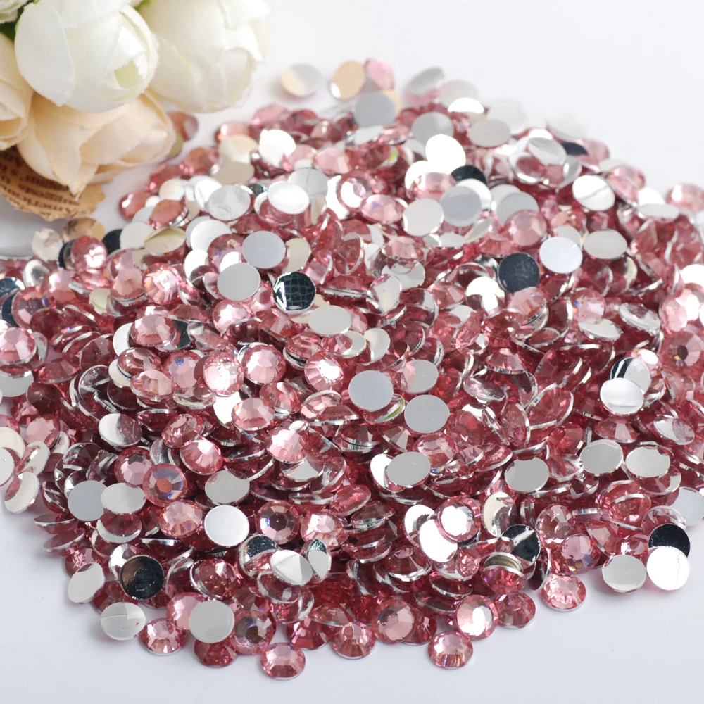 Deep pink 2.0/3.0/4.0/5.0/6.0mm Flat Back Resin Non Hotfix Rhinestones 10000pcs-Wholesale, For Clothes Nails 3D Art Decoration - Цвет: Deep pink