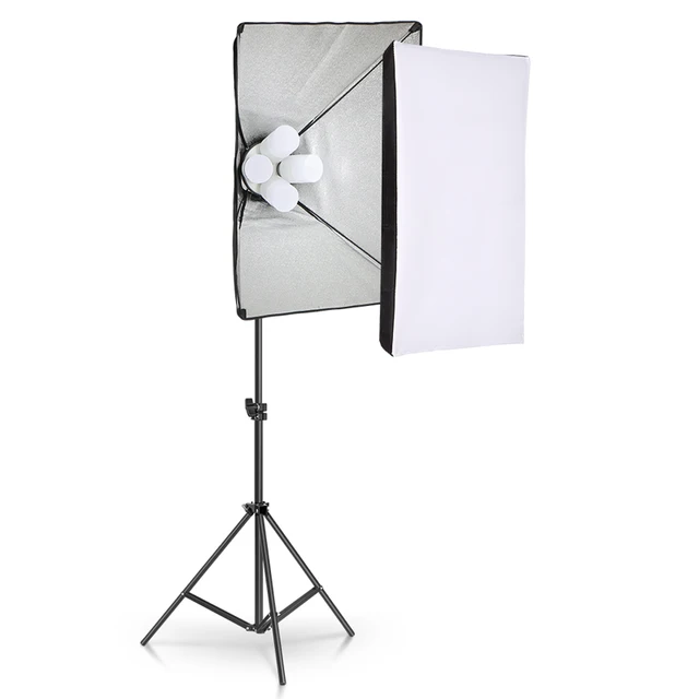 Photo Studio 4pc LED 15W Softbox Kit Photographic Lighting Kit Camera Photo Accessories 1pc Light Stand 1pc Softbox for Shooting