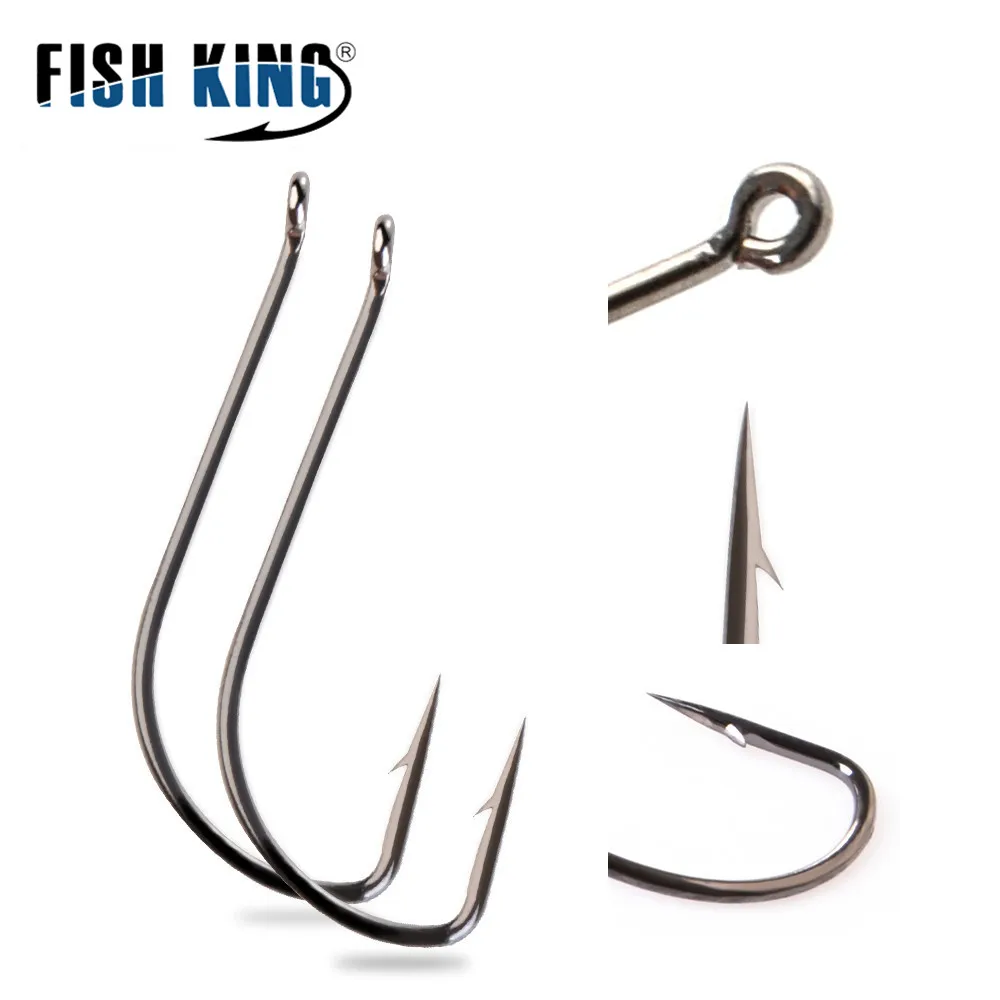 FISH KING & FTK 8-100 Pcs/Box High Carbon Steel Fishhooks barbed Hook Reservoir Pond Fishhooks High Efficiency Barbed Fishing