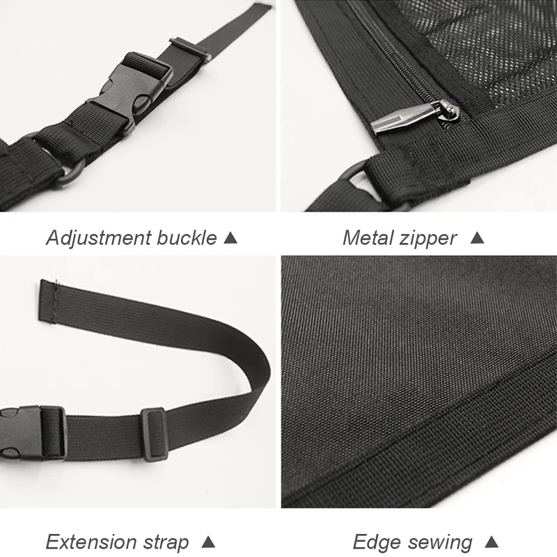 SEAMETAL Car Ceiling Storage Net Pocket 80cm*55cm Hanging Polyester Mesh Storage Bag Traveling Auto Roof Organizer with Zipper