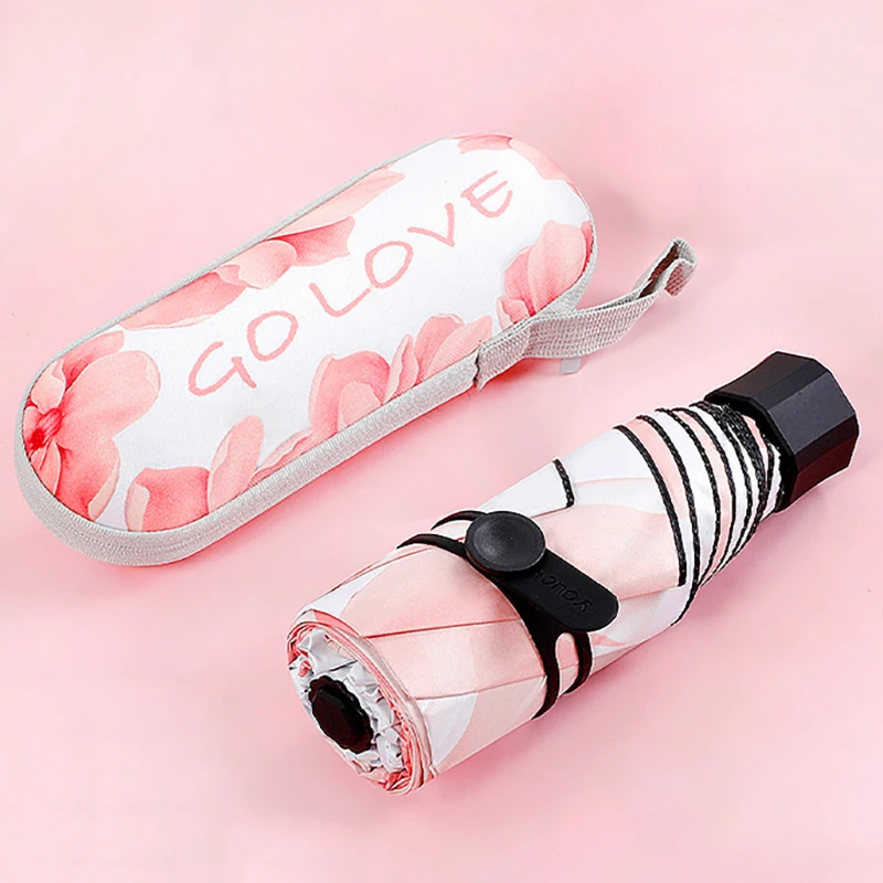 

Pink Flower Clear Umbrella Mini Automatic Folding Umbrellas Rain Women Anti UV Sun Protection Umbrella Parasol Guarda Chuva