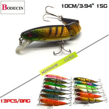 

Sea Bass Hard Fishing Lure Carp Swimbait 3D Minnow Wobblers Saltwater Jerkbait 13PC Artificial Laser Crank Bait Lot For Pike Set