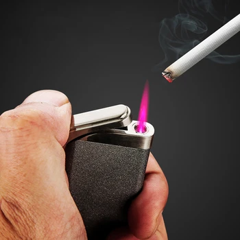 

New Jet Flint Lighter Gas Turbo Torch Lighter Inflated Butane Windproof Metal Grinding Powerful Outdoor Lighter Gadgets For Men