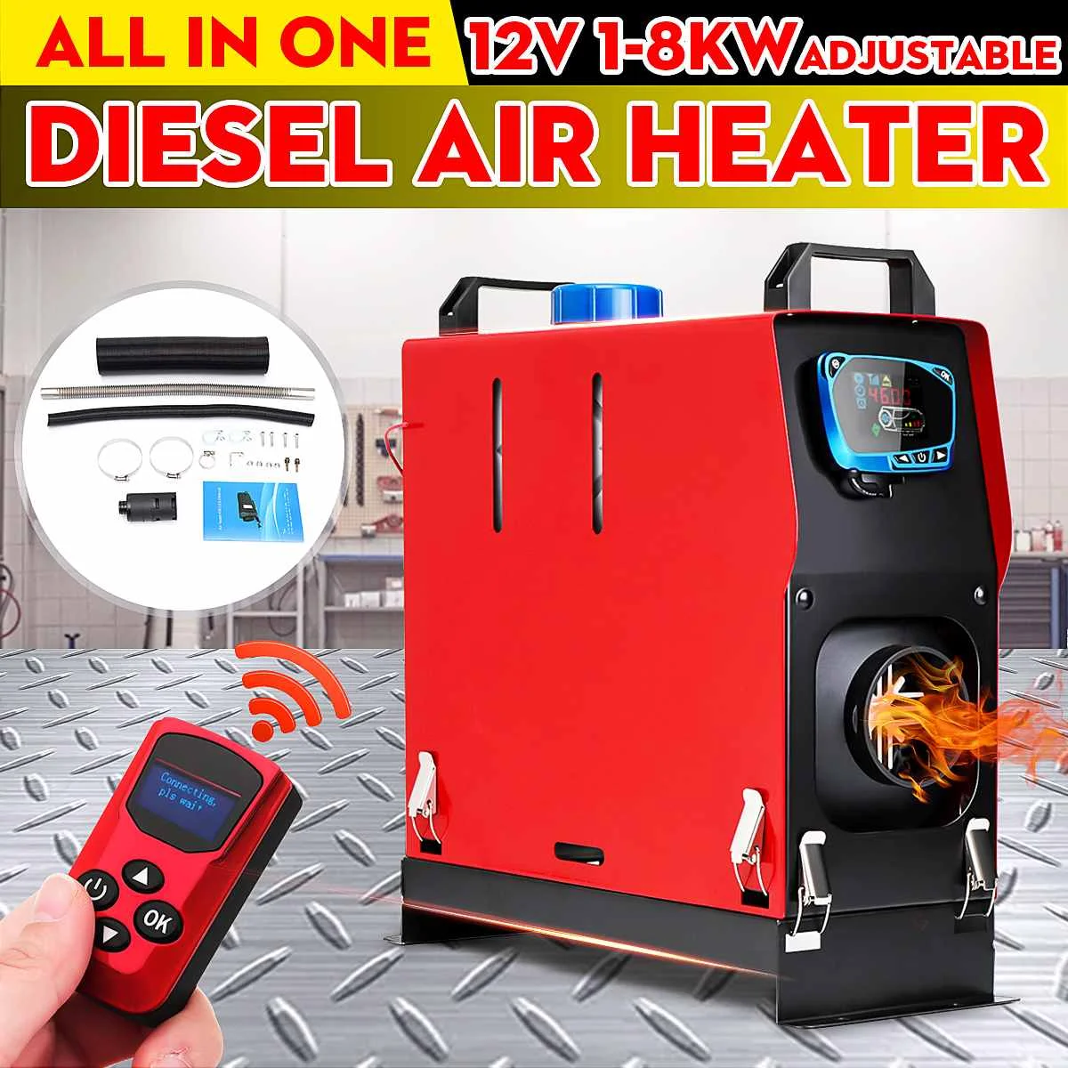 

All In One1-8KW 12V Air diesels Heater One Hole Car Heater For Trucks Motor-Homes Boats Bus +LCD key Switch+English Remote